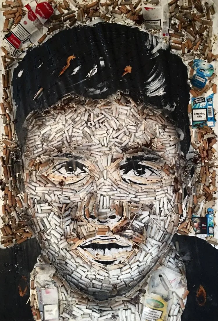 Artist Nathan Wyburn Creates Self-Portrait From Used Cigarette Butts